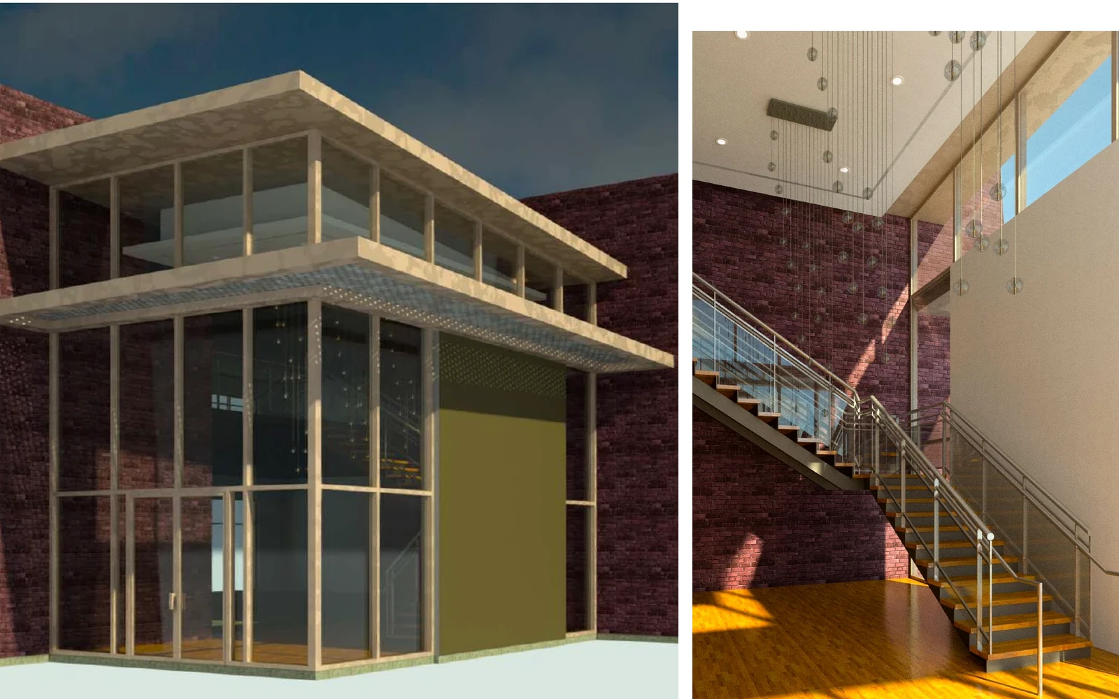 3D Revit modeling services in San Diego showing exterior and interior BIM visualization