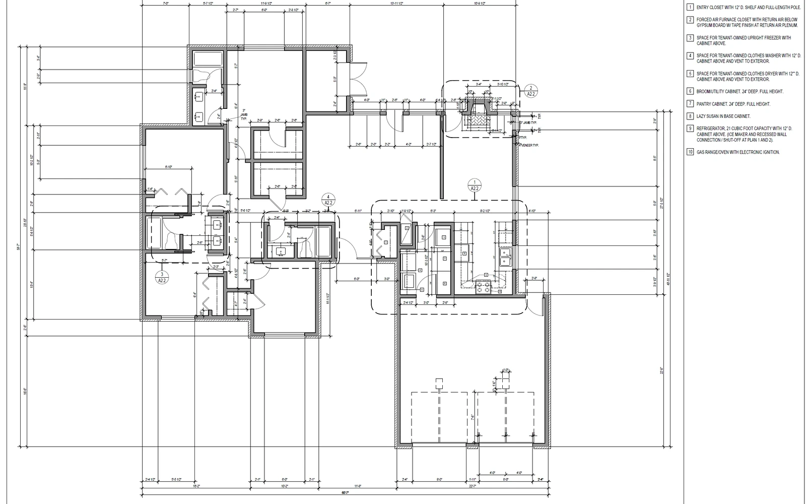 As-built drawing services in San Diego showing an existing floor plan with dimensions and annotations