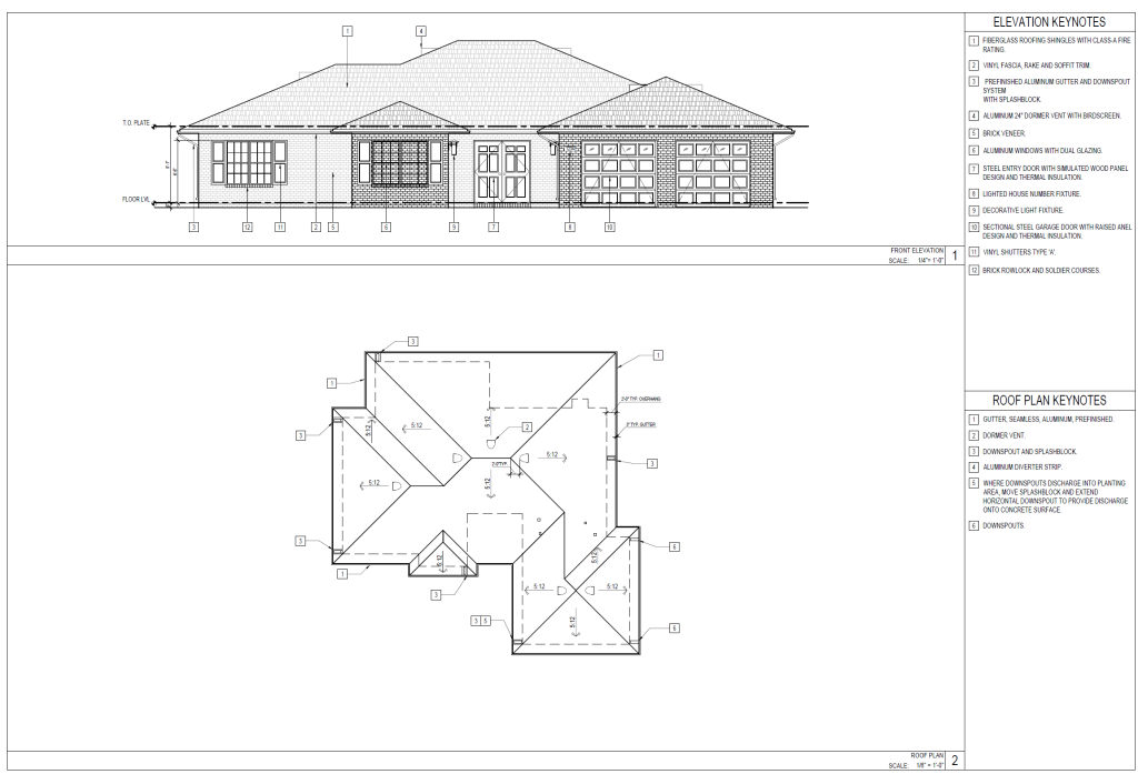 Front Elevation & Roof Plan